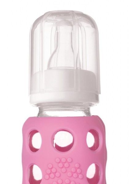 Kojenecká sklenená fľaša Lifefactory ružová 120 ml