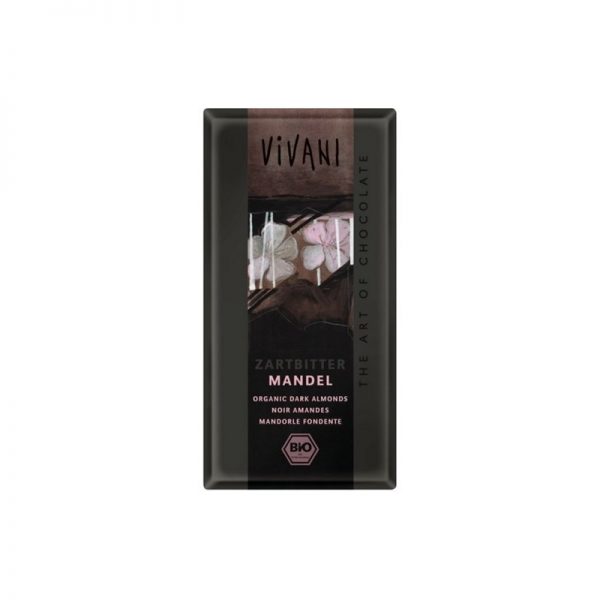 Vivani bio horká čokoláda s mandľami - 100 g